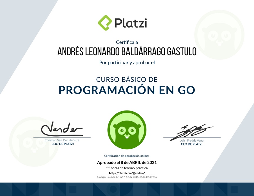 Diploma del Curso Básico de Programación en Go
