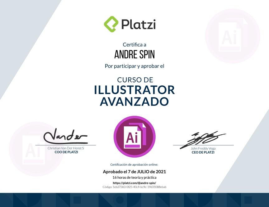 Diploma del Curso de Illustrator Avanzado
