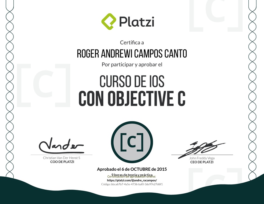 Diploma del Curso de iOS con Objective-C
