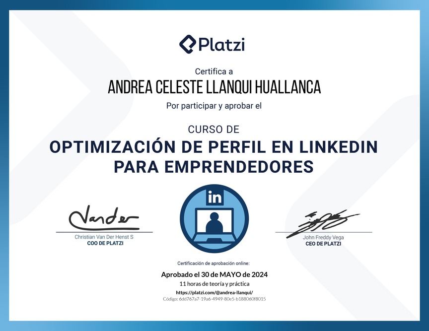 Diploma del Curso de Posicionamiento Profesional en LinkedIn