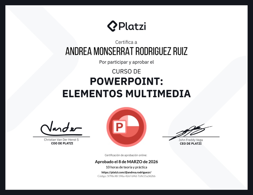 Diploma del Curso de PowerPoint: Elementos Multimedia