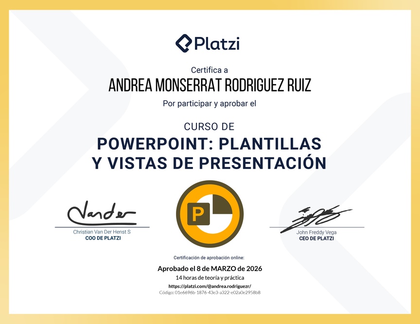 Diploma del Curso de PowerPoint: Plantillas y Vistas de Presentación
