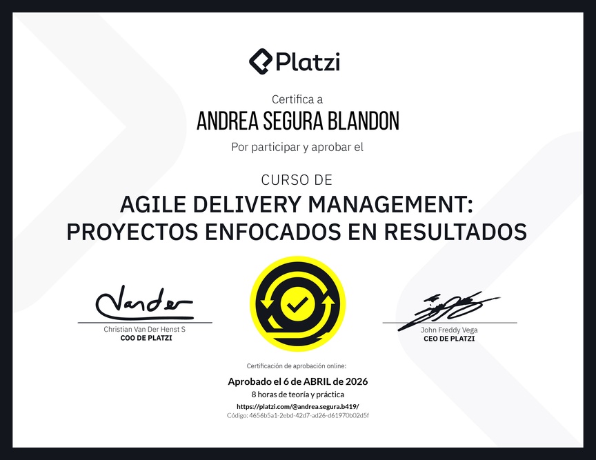 Diploma del Curso de Agile Delivery Management: Proyectos Enfocados en Resultados