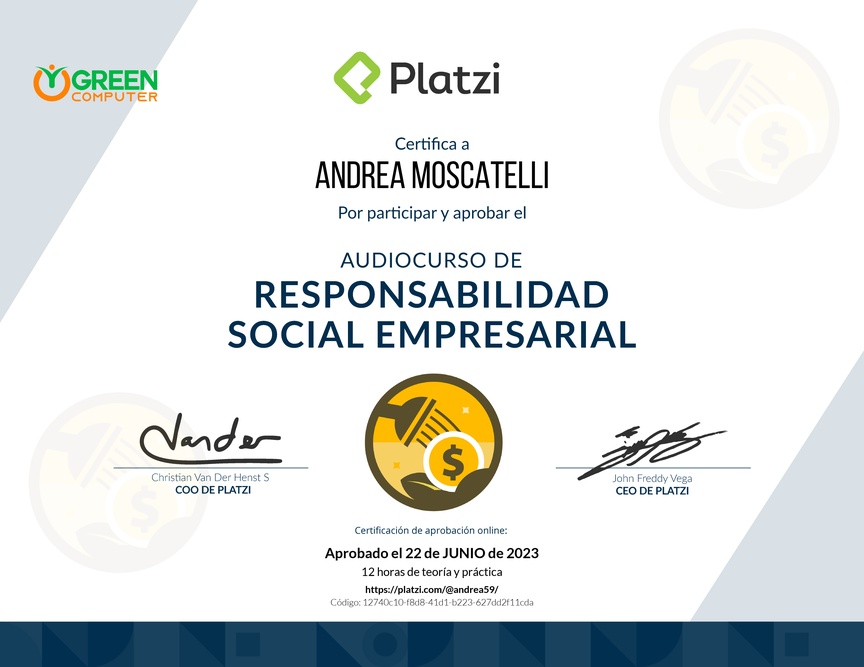 Diploma de Audiocurso de Responsabilidad Social Empresarial