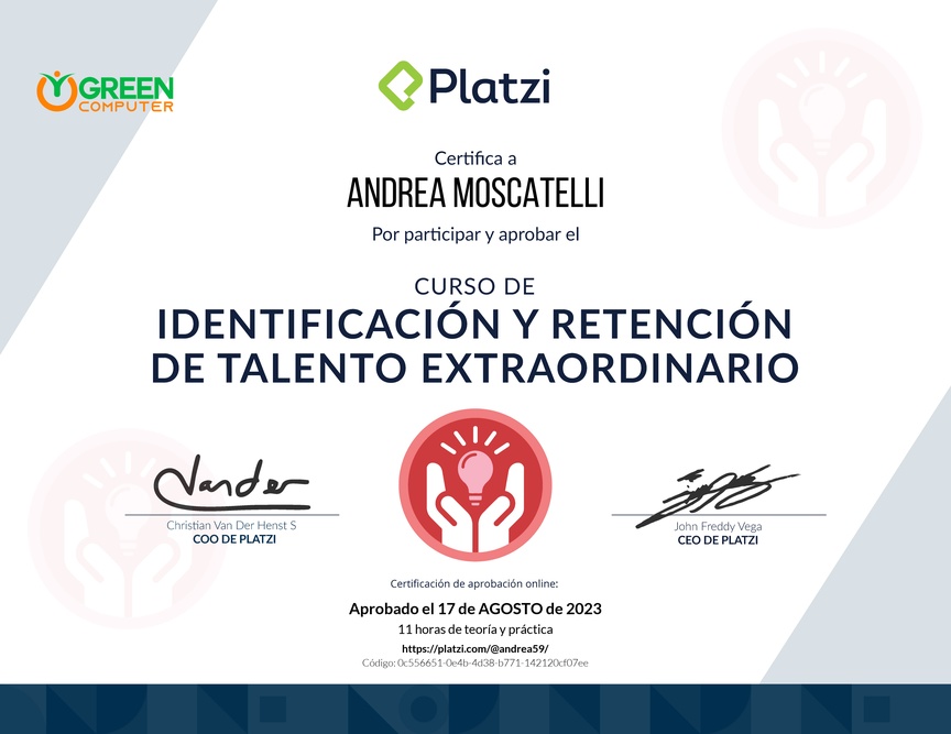 Diploma del Curso de Identificación y Retención de Talento en tu Empresa