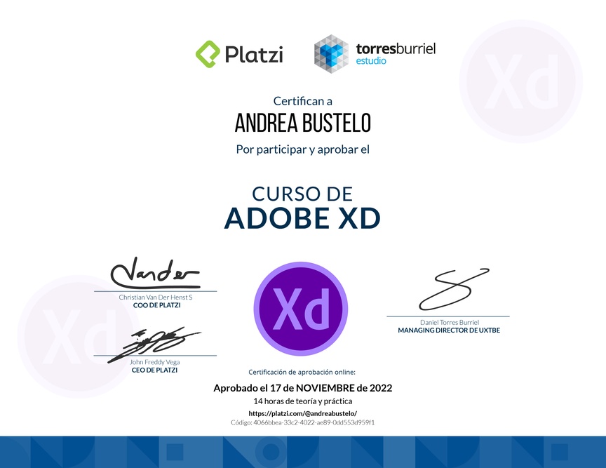 Diploma del Curso de Adobe XD