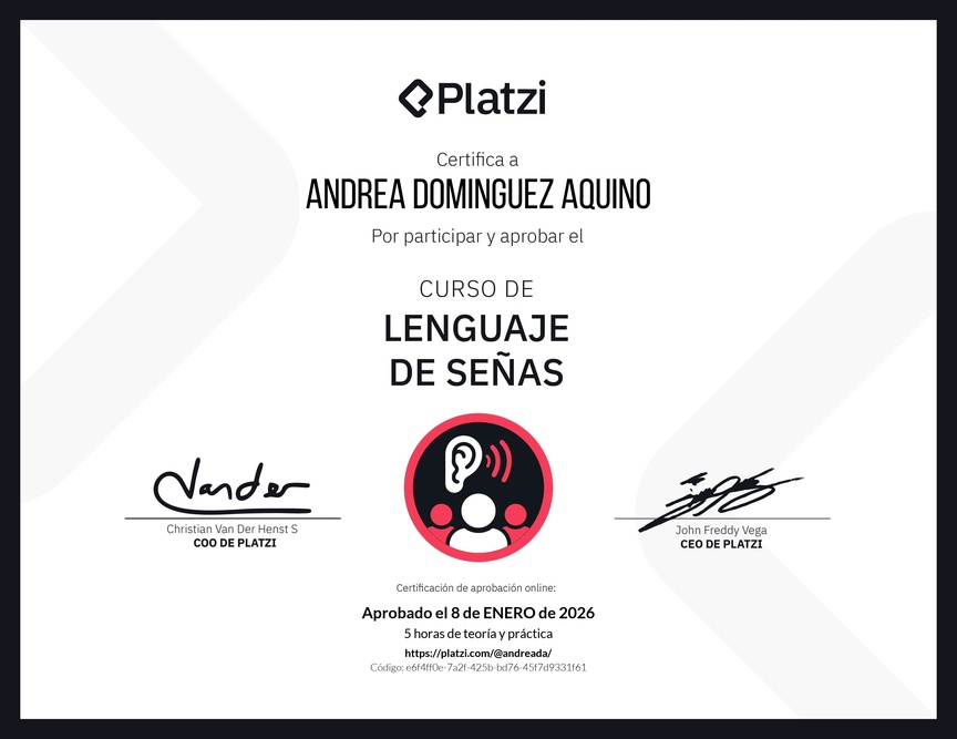 Diploma del Curso de Lenguaje de Señas