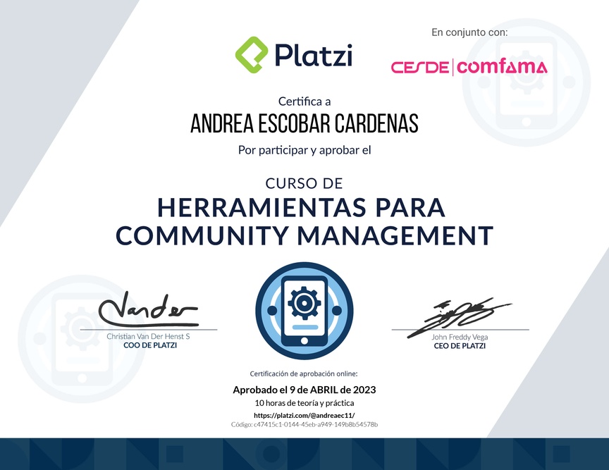 Diploma del Curso de Herramientas para Community Management
