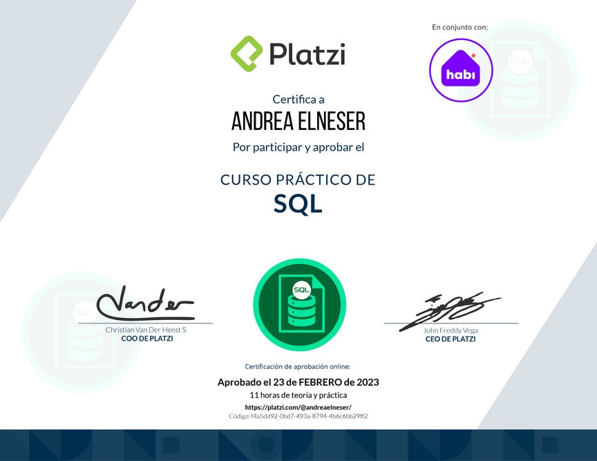 Diploma del Curso Práctico de SQL