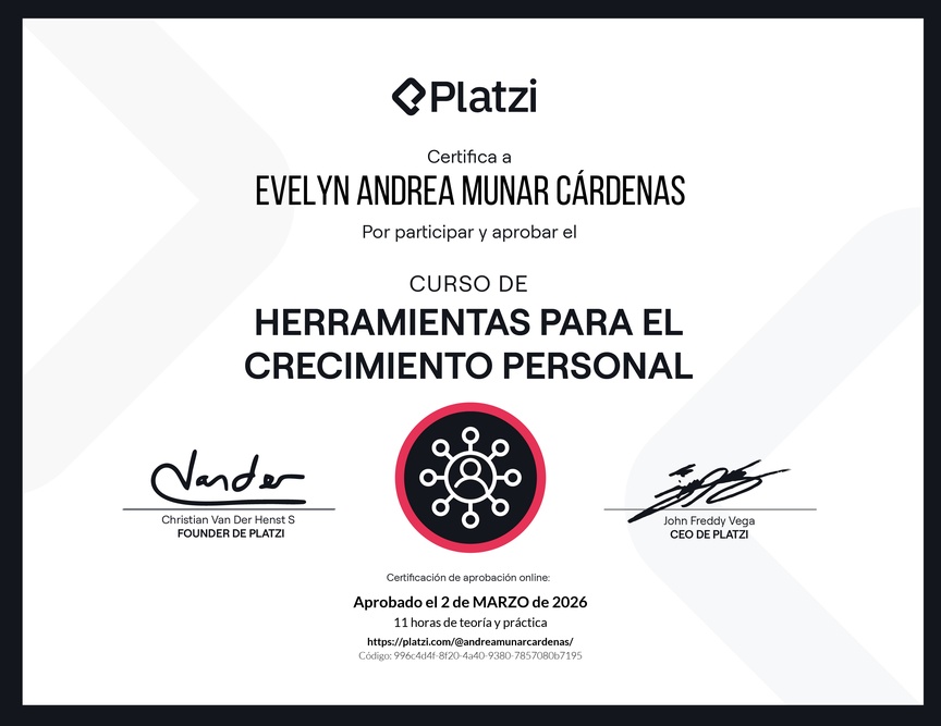Diploma del Curso de Herramientas para el Crecimiento Personal