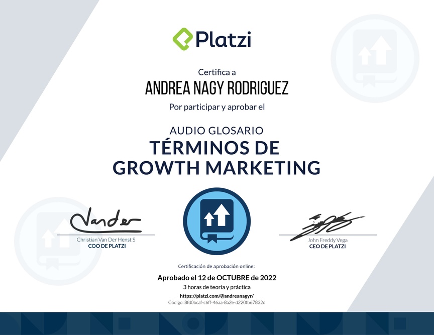 Diploma de Audioglosario: Aprende los Términos Básicos de Growth Marketing