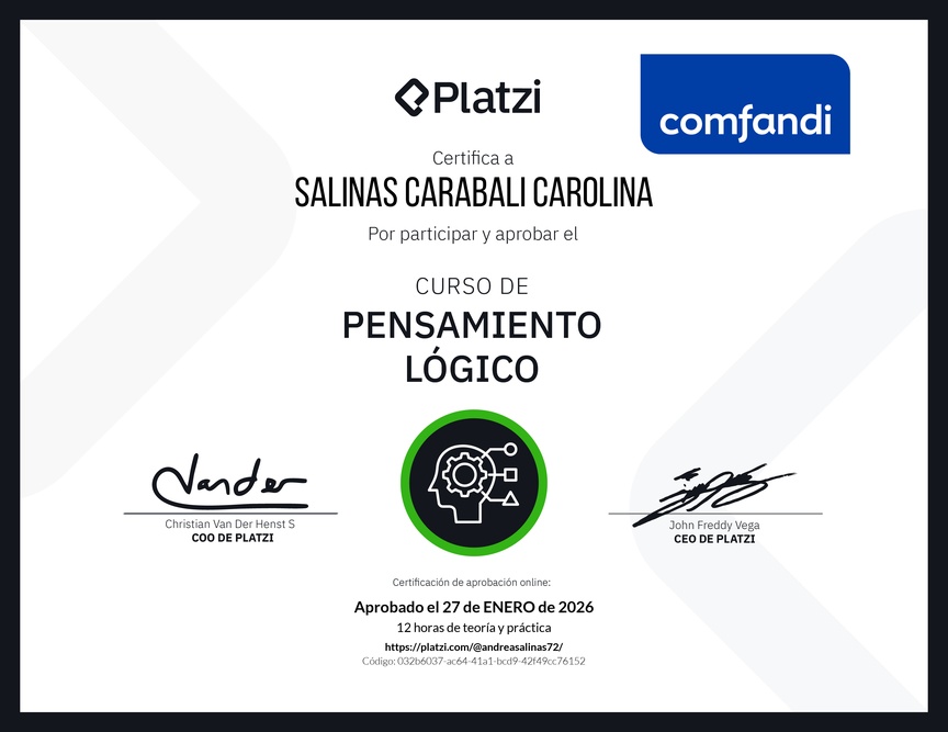 Diploma del Curso de Pensamiento Lógico