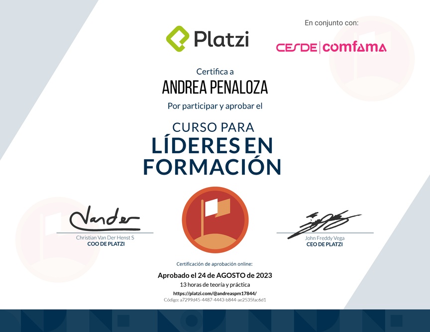 Diploma del Curso para Líderes en Formación