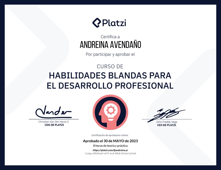 Diploma del Curso de Habilidades Blandas para el Desarrollo Profesional