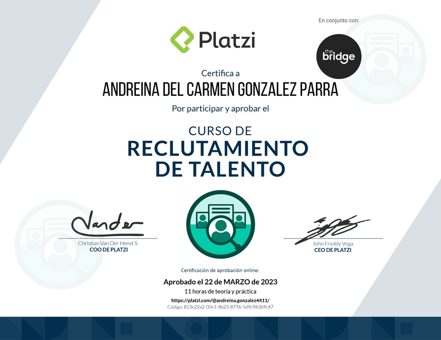 Diploma del Curso de Reclutamiento de Talento