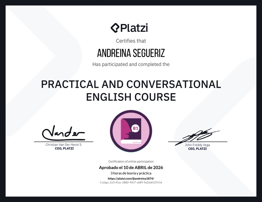 Diploma del Curso de Inglés Práctico y Conversacional