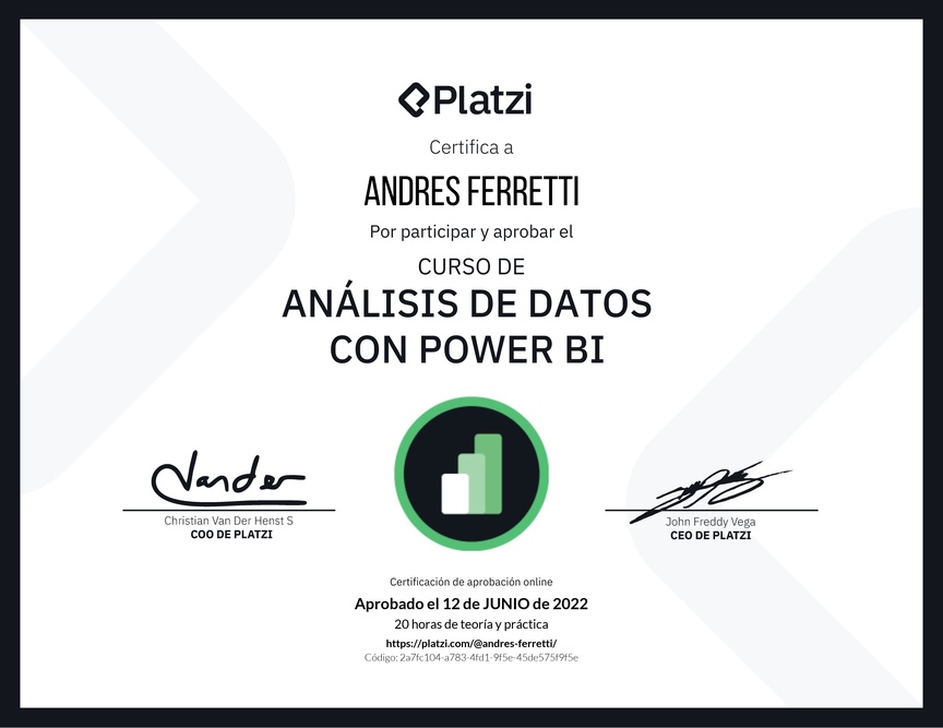 Diploma del Curso de Análisis de Datos con Power BI