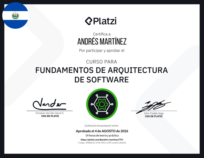 Diploma del Curso de Fundamentos de Arquitectura de Software