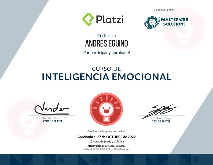 Diploma del Curso de Inteligencia Emocional