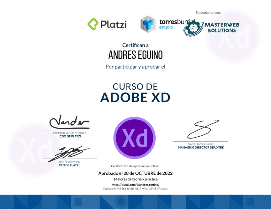 Diploma del Curso de Adobe XD