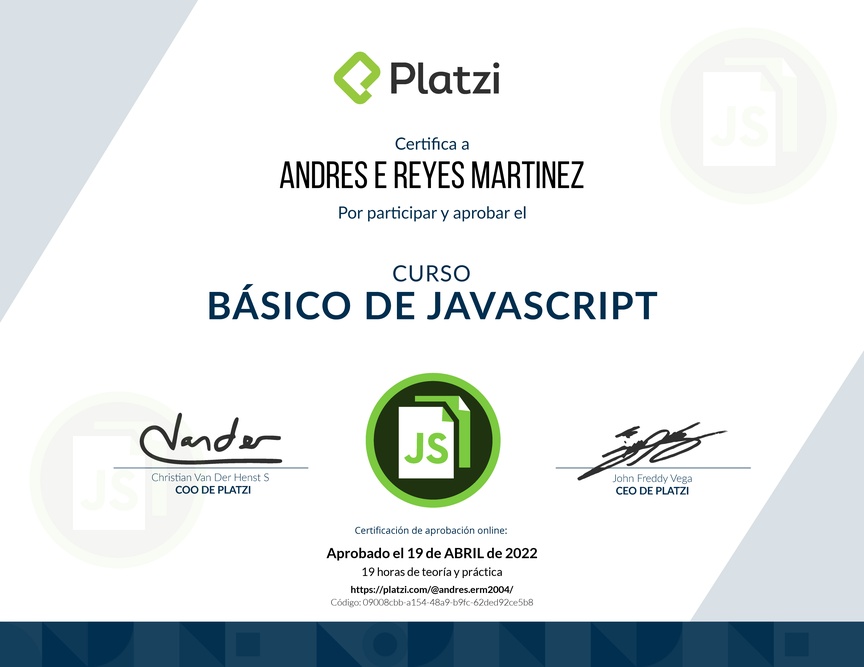 Diploma del Curso Básico de JavaScript
