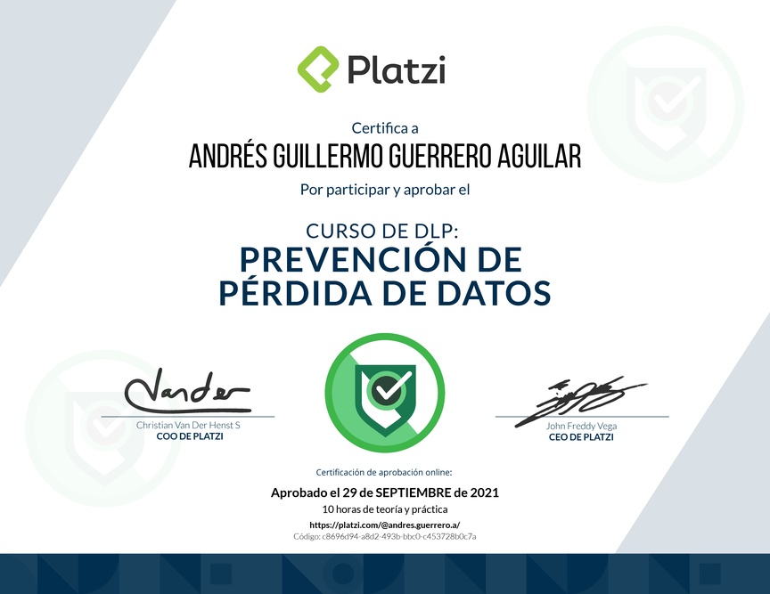 Diploma del Curso de DLP: Prevención de Pérdida de Datos