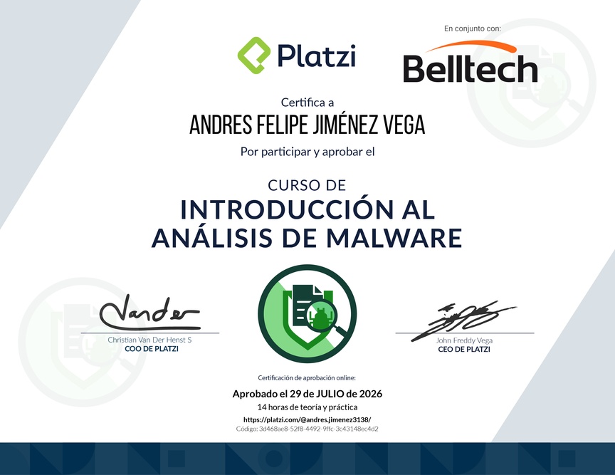 Diploma del Curso de Introducción al Análisis de Malware