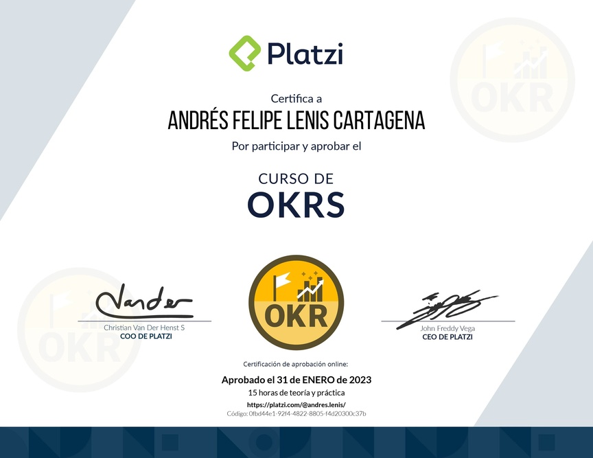 Diploma del Curso de OKRs: Herramienta Clave para Managers