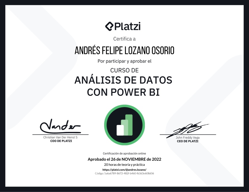 Diploma del Curso de Análisis de Datos con Power BI