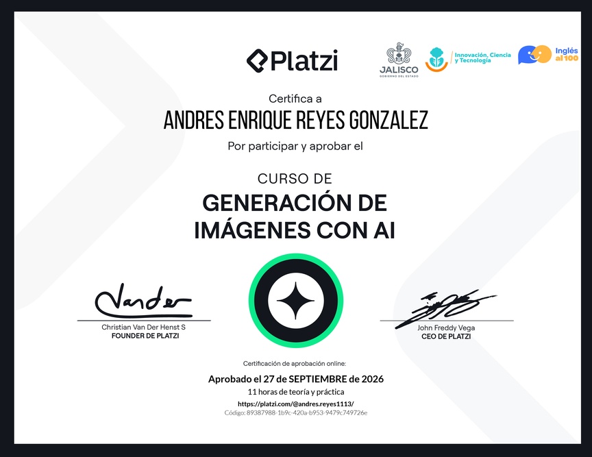 Diploma del Curso de Generación de Imágenes con IA