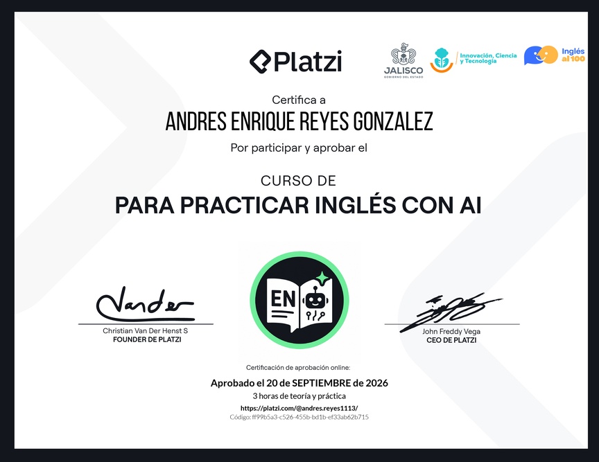 Diploma del Curso para Practicar Inglés con AI