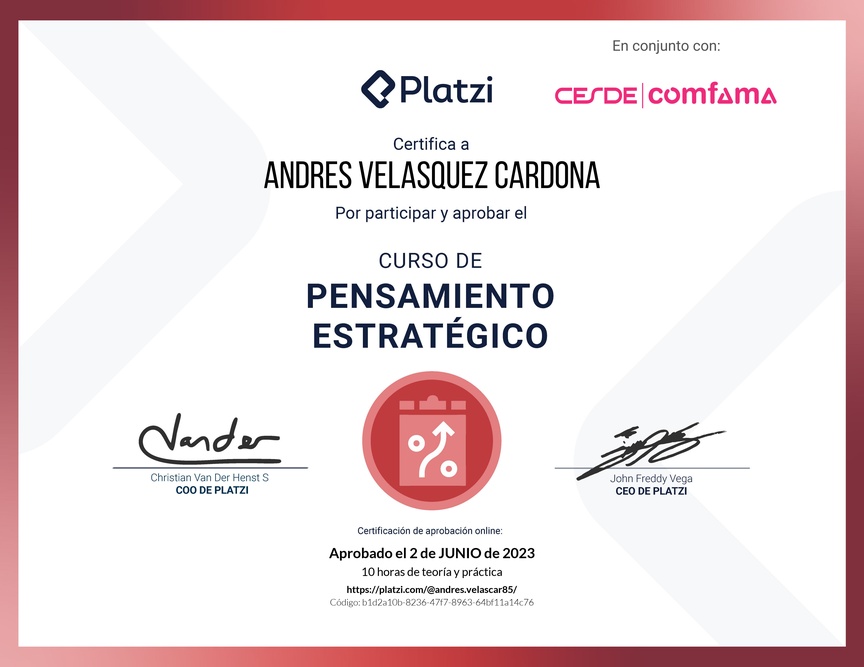 Diploma del Curso de Pensamiento Estratégico