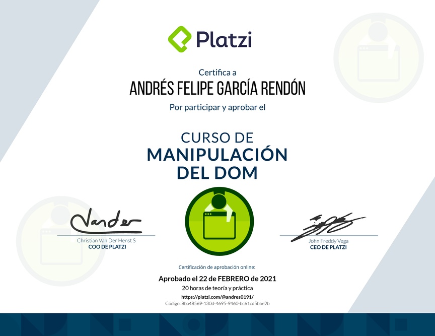 Diploma del Curso de Manipulación del DOM