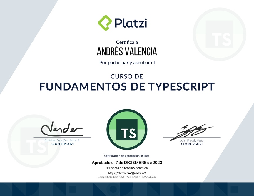 Diploma del Curso de TypeScript