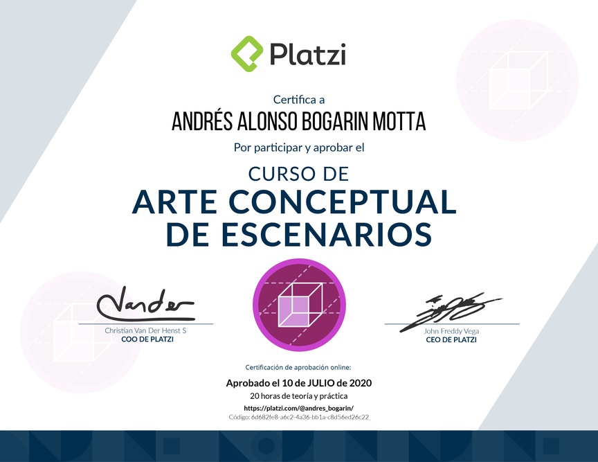 Diploma del Curso de Arte Conceptual para Escenarios