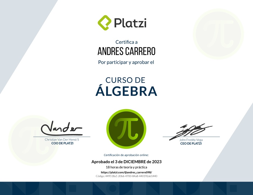 Diploma del Curso de Álgebra