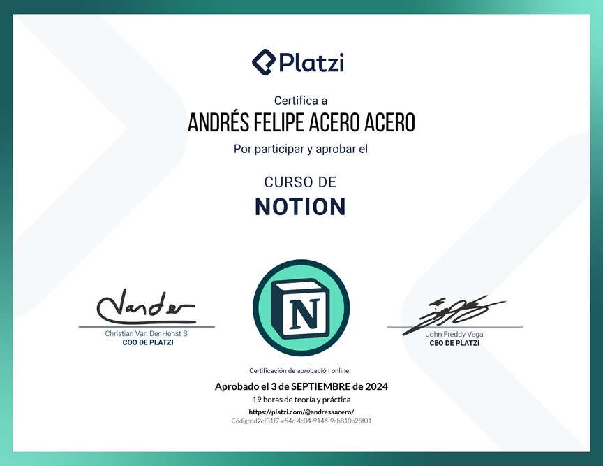 Diploma del Curso de Notion