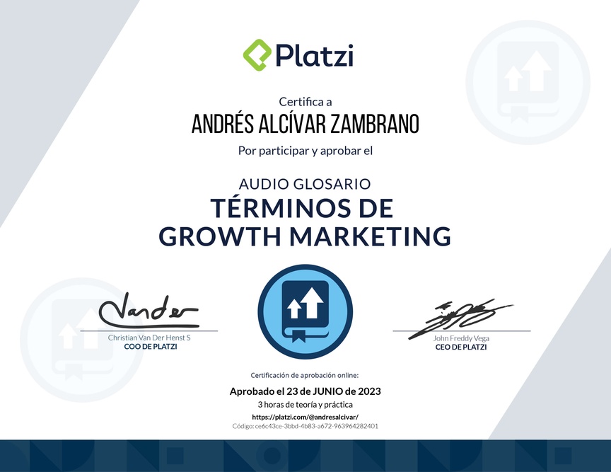 Diploma de Audioglosario: Aprende los Términos Básicos de Growth Marketing