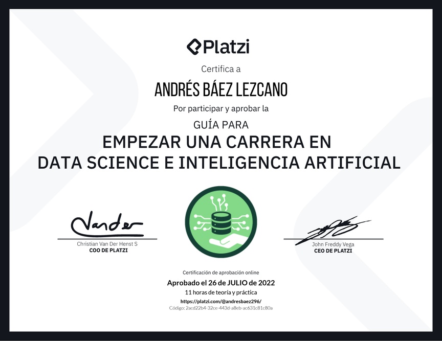 Diploma de Guía para Empezar una Carrera en Data Science e Inteligencia Artificial