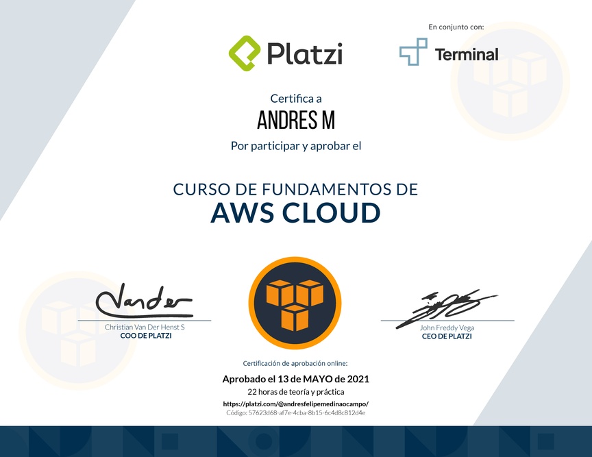 Diploma del Curso Práctico de AWS Cloud
