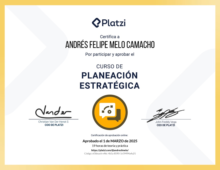 Diploma del Curso de Planeación Estratégica