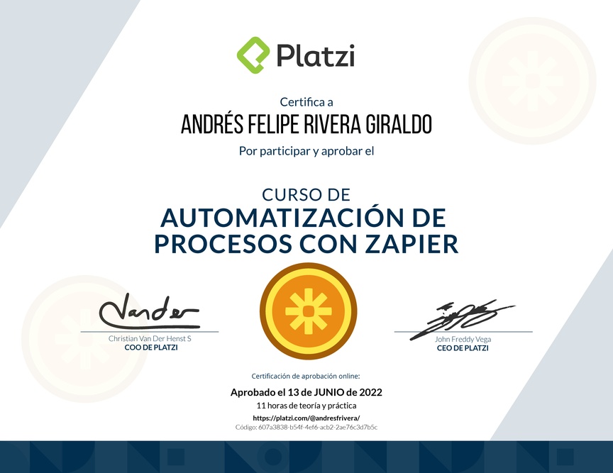 Diploma del Curso de Zapier