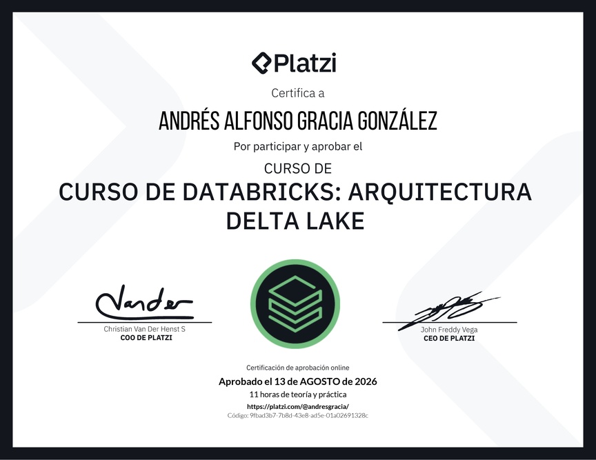 Diploma del Curso de Databricks: Arquitectura Delta Lake