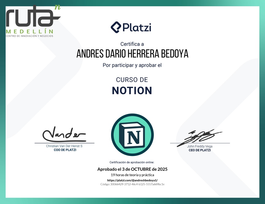 Diploma del Curso de Notion