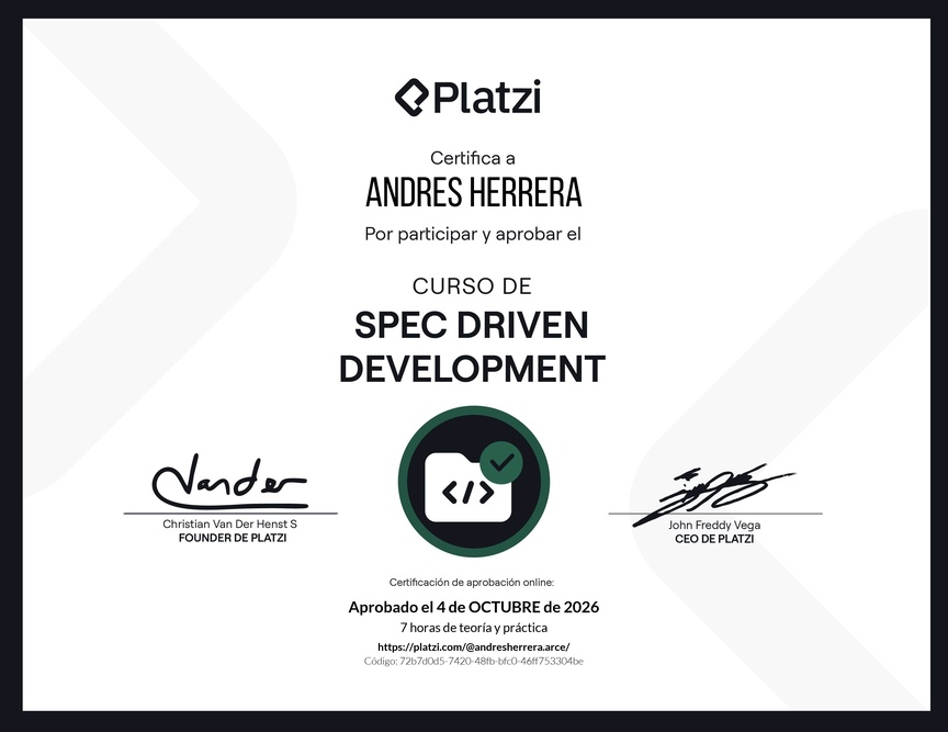 Diploma del Curso de Spec Driven Development