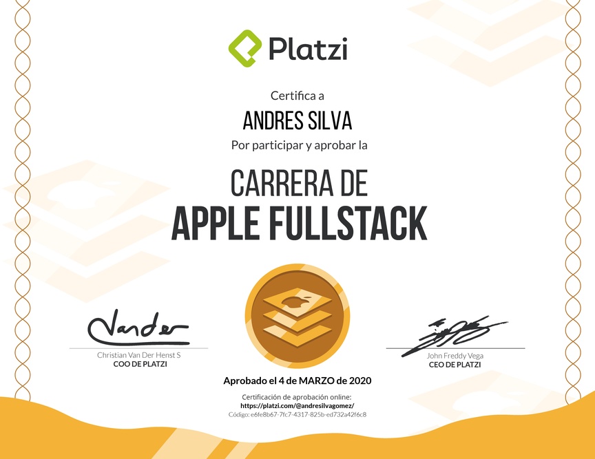 Diploma de la Ruta de Aprendizaje de Desarrollo de Aplicaciones iOS