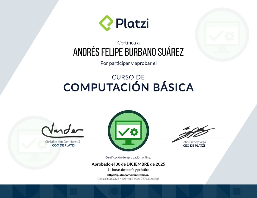 Diploma del Curso Básico de Computadores e Informática