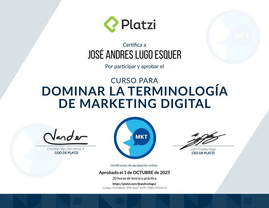 Diploma de Glosario de Términos de Marketing Digital