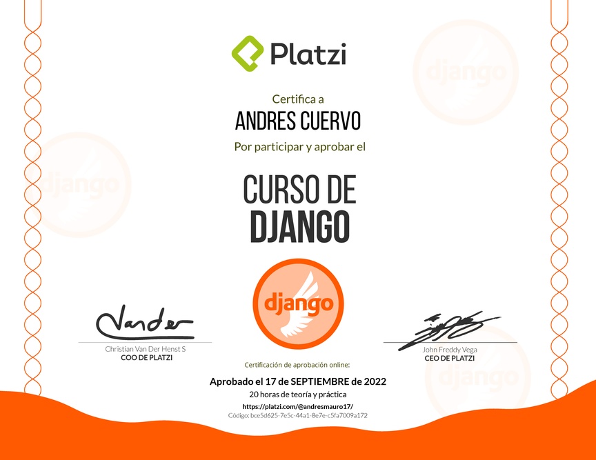 Diploma del Curso de Django 2017