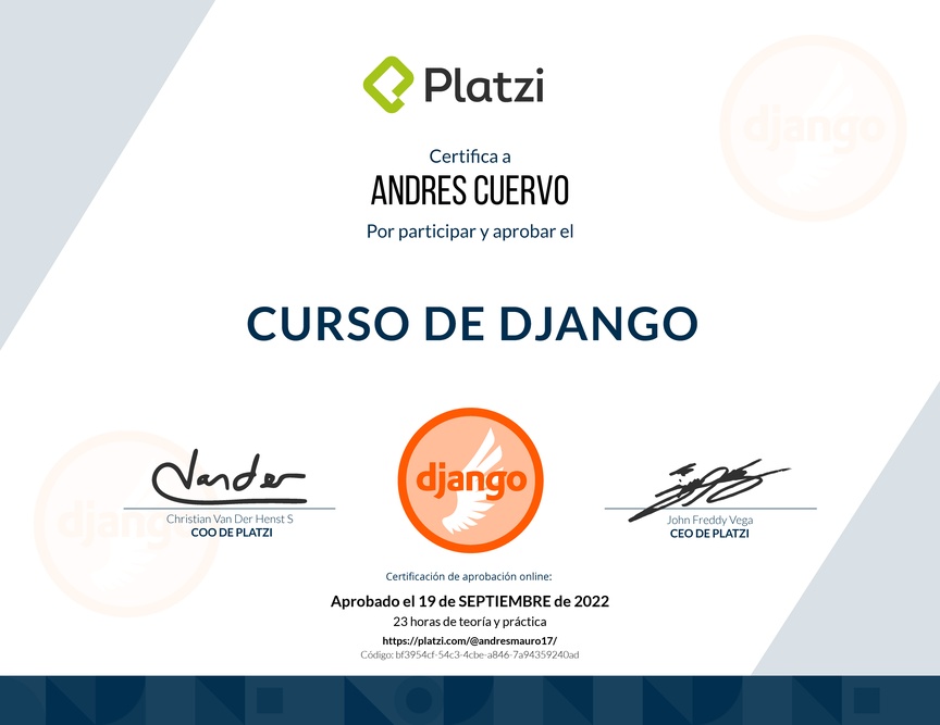 Diploma del Curso Básico de Django v2